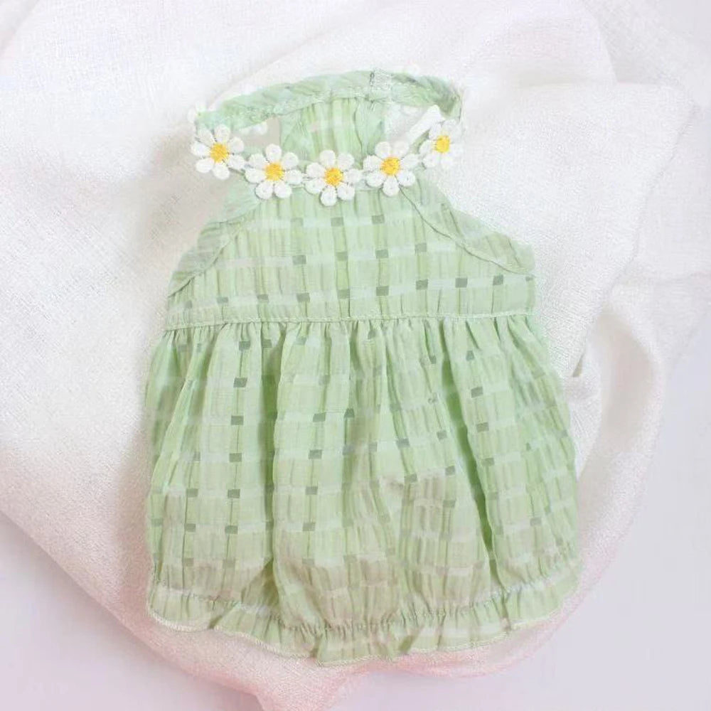 Breathable Floral Collar Pet Skirt For Small Dogs And Cats