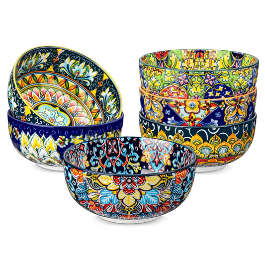Malacasa 6 Piece Ceramic Bowl Set With Bohemian Floral Design