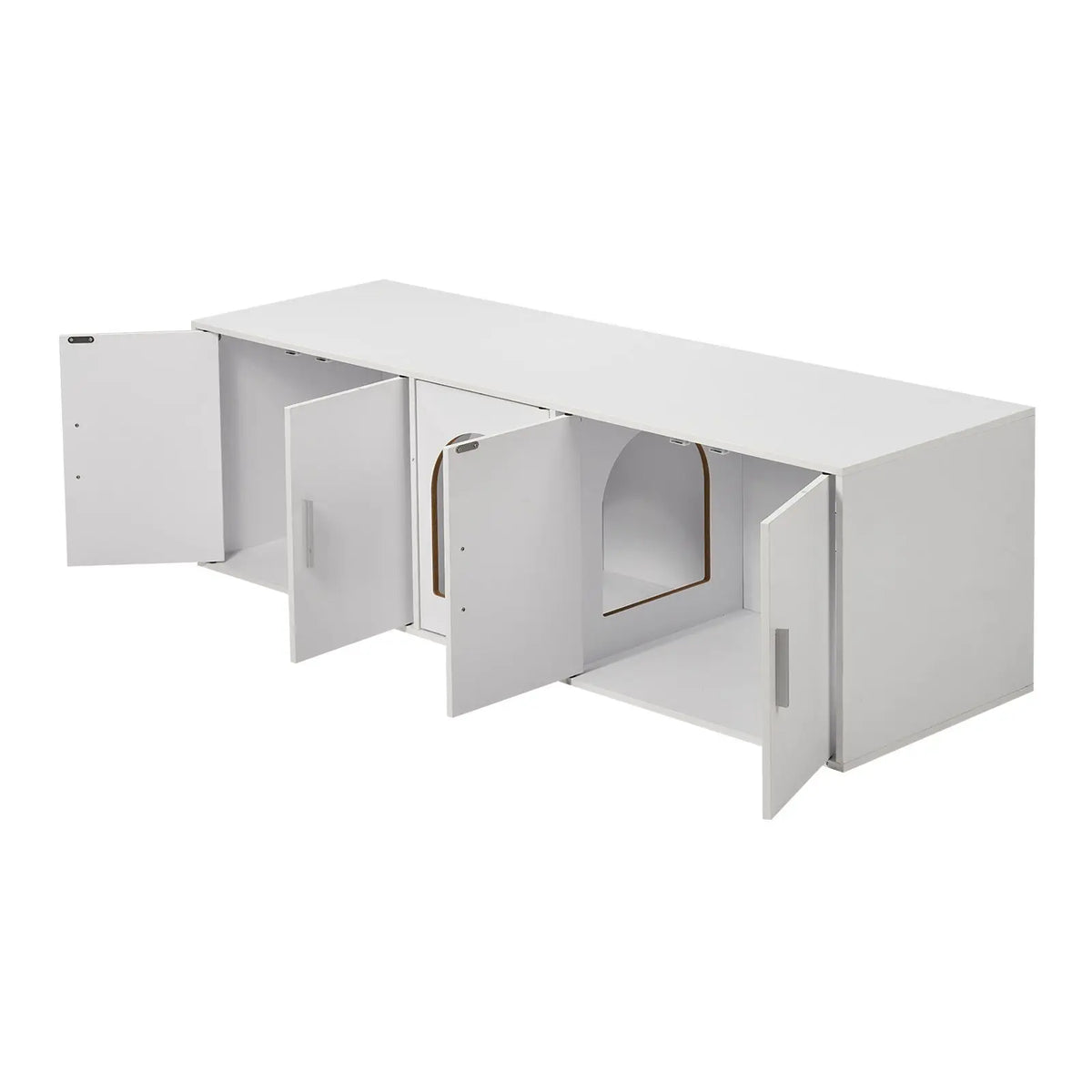 Double Room Cat Litter Box Enclosure Cabinet for Two Cats