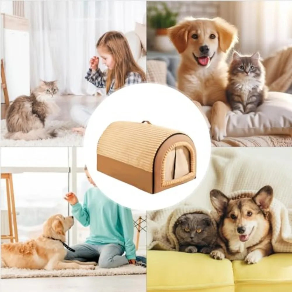 Washable Cat Cave Bed With Removable Plush Cushion