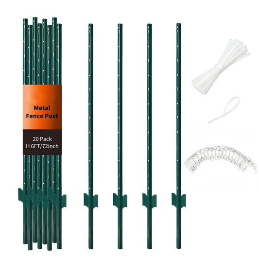 HiMiss No Dig Rustproof Steel U Fence Posts With Ties