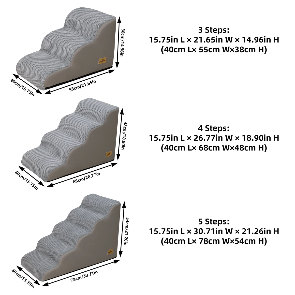 Curved Small Dog Stairs With Removable Cover For Bed Or Couch