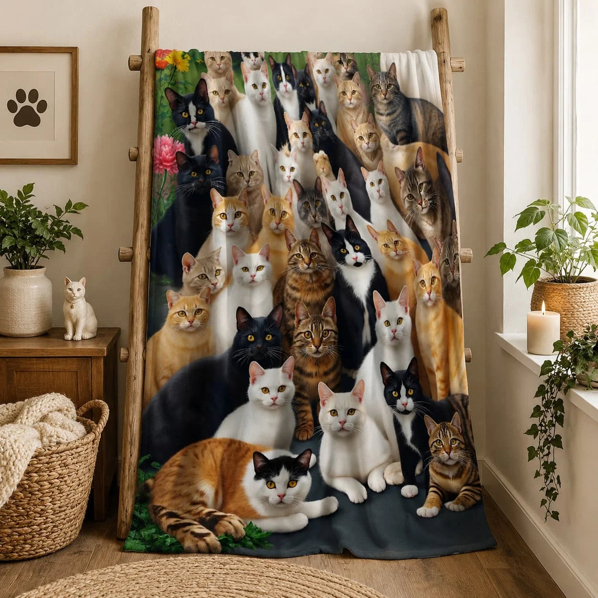 Printed Soft Cat Lover Gift Blanket Crafted From Polyester