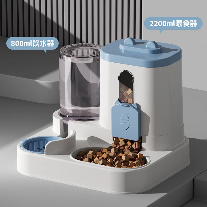 Automatic Pet Feeder With Water Dispenser And Spill Proof Bowl