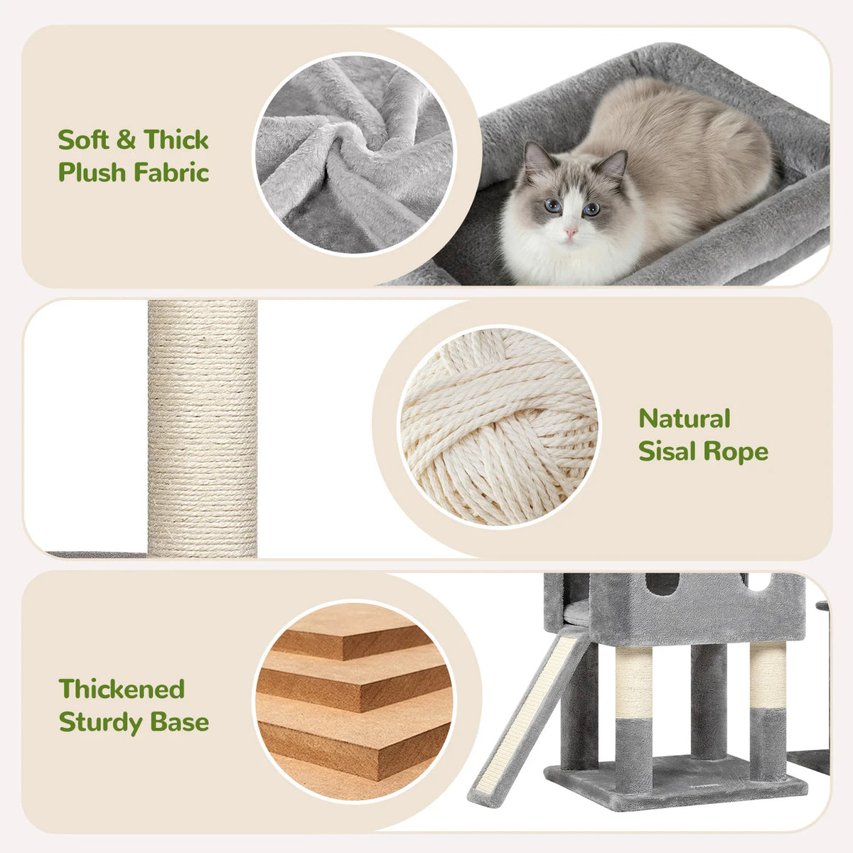 GLOBLAZER Heavy Duty Multi Level Cat Tree Condo For Cats