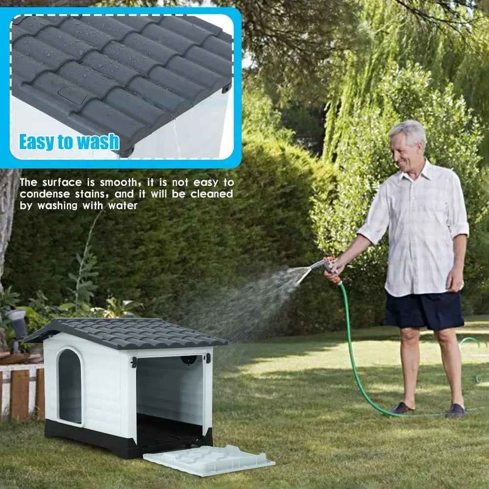 Plastic Water Resistant Dog House Indoor Outdoor Ventilated Pet Shelter