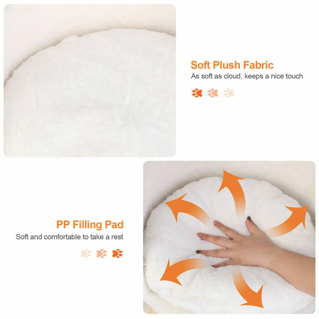 Plush Cat Sofa Bed With Washable Cushion And Wooden Legs