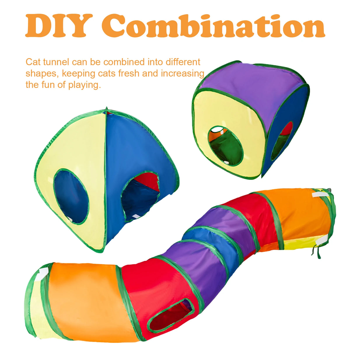 Interactive Collapsible Cat Tunnel And Play Cube Combo Set