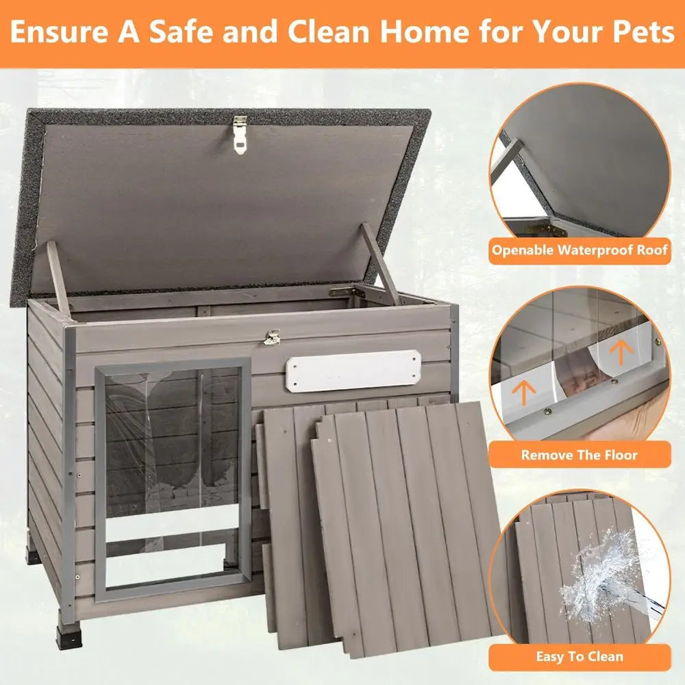Premium Wooden Dog House With Openable Roof For Pets