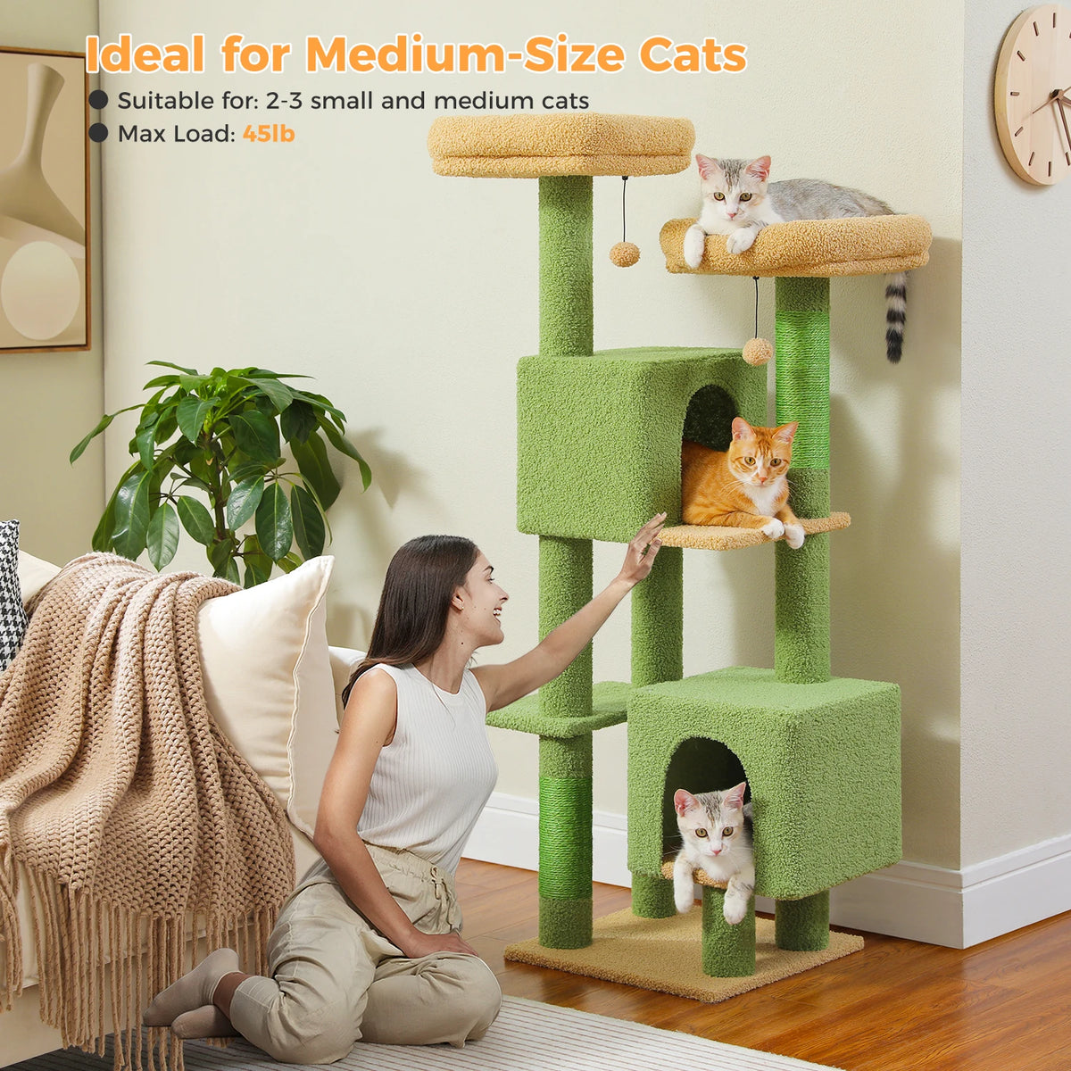 Pawz Road Cactus Cat Tower Featuring Plush Perches And Posts