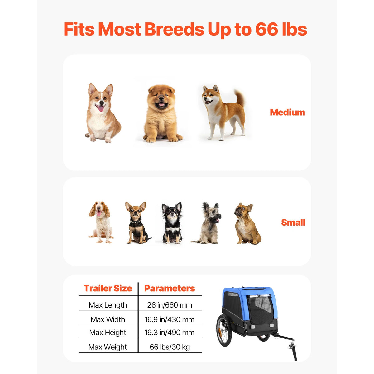 SucceBuy Dog Bike Trailer Pet Cart Bicycle Carrier for Small&Medium Dogs with Quick Release Wheel Universal Bicycle Coupler Flag