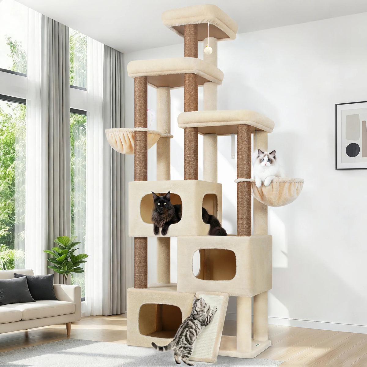 GLOBLAZER Multi Level Cat Tree With Scratching Posts And Hammocks