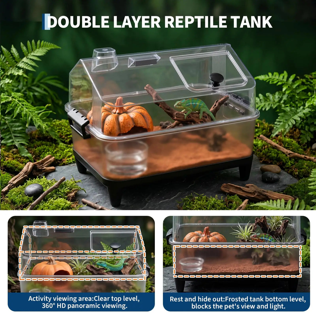HiMiss Reptile Terrarium Kit With Lid Heating Pad And Accessories