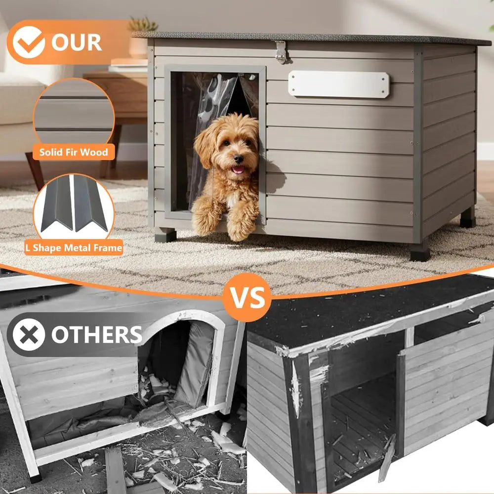 Premium Wooden Dog House With Openable Roof For Pets