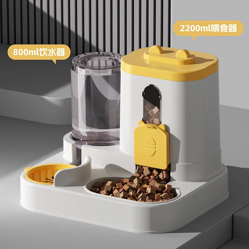 Automatic Pet Feeder With Spill Proof Bowl And Water Dispenser