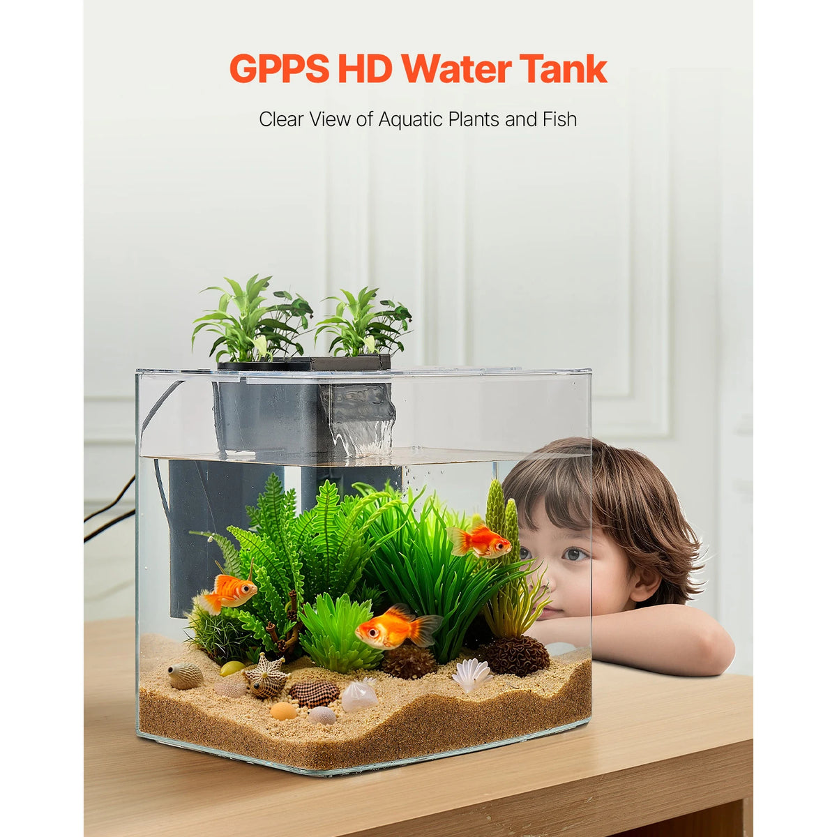 VEVOR Aquarium Fish Tank With Adjustable LED Lighting
