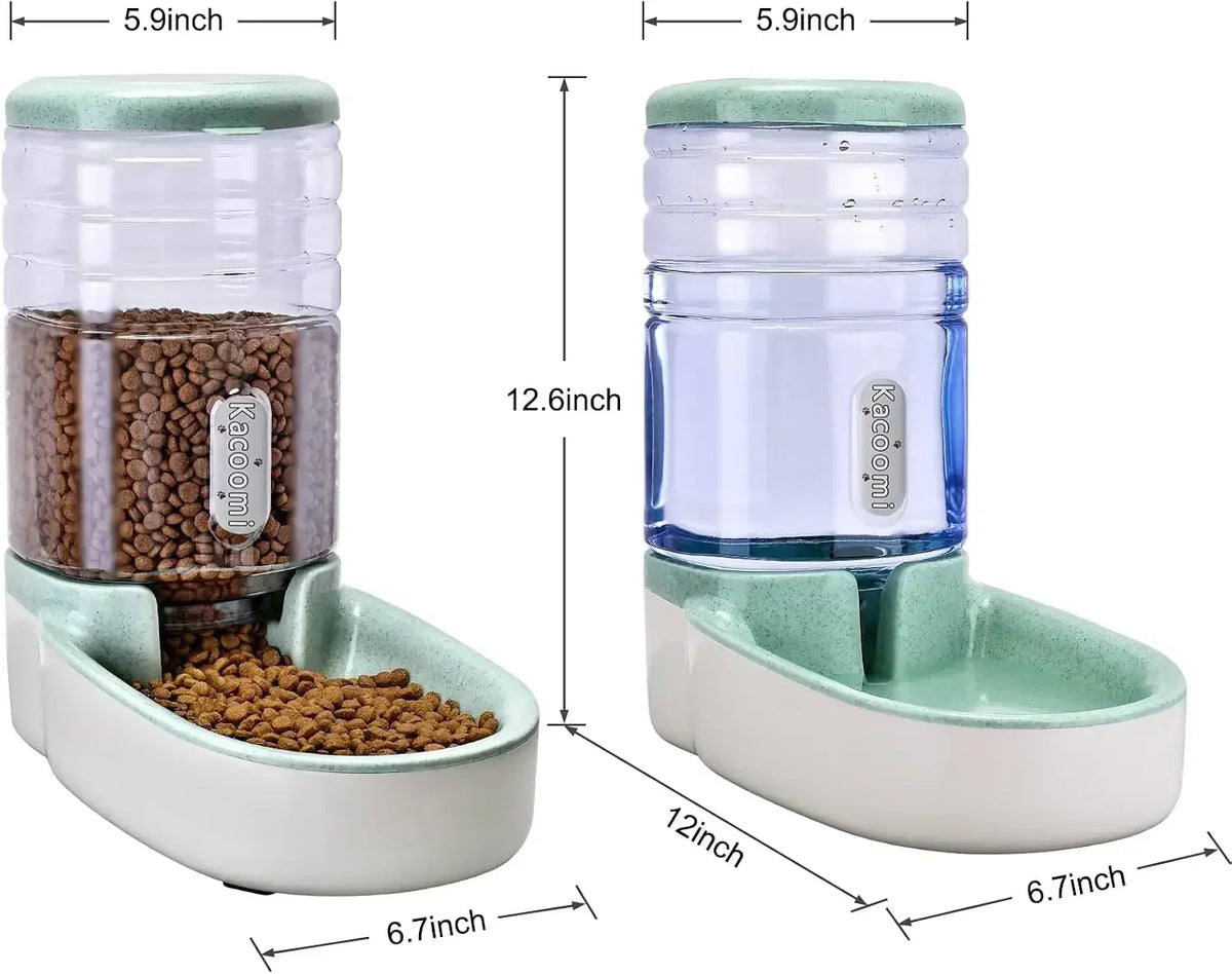 Automatic Dog And Cat Feeder With Gravity Water Dispenser Set
