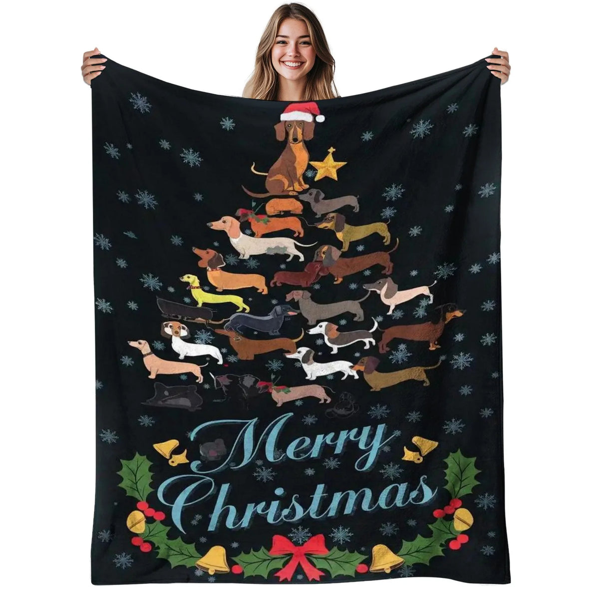 Cartoon Dachshund Flannel Blanket Soft All Season Cozy Throw