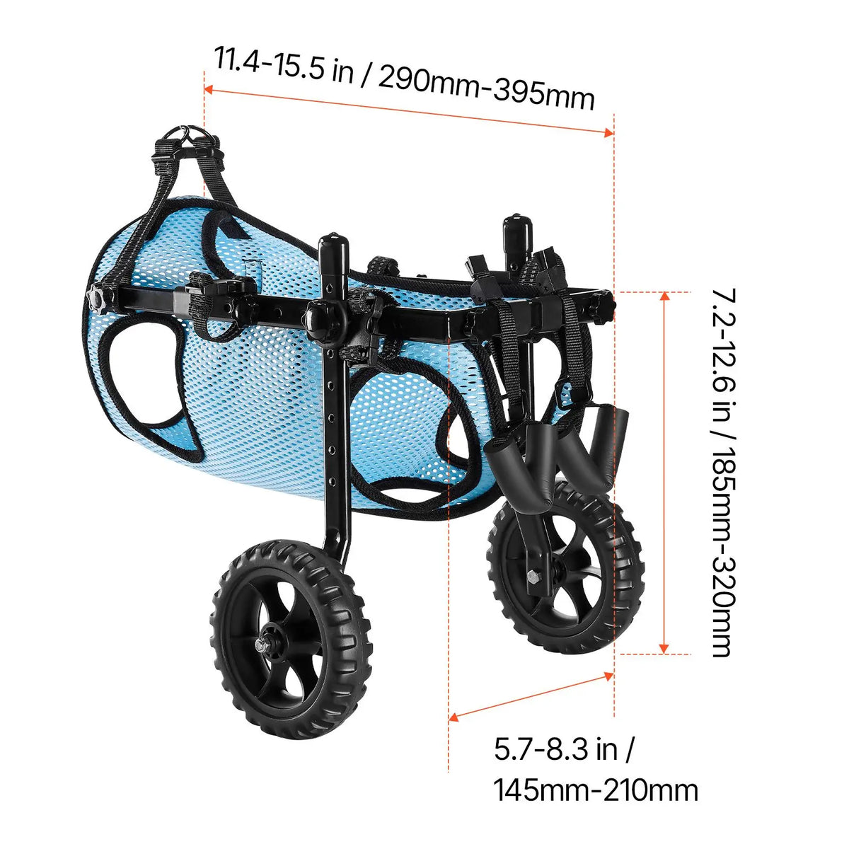 Adjustable Dog Wheelchair For Hind Legs With Shock Absorbing Wheels