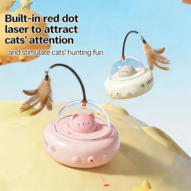 Automatic Interactive Cat Teaser Toy Self Playing Laser And Feather