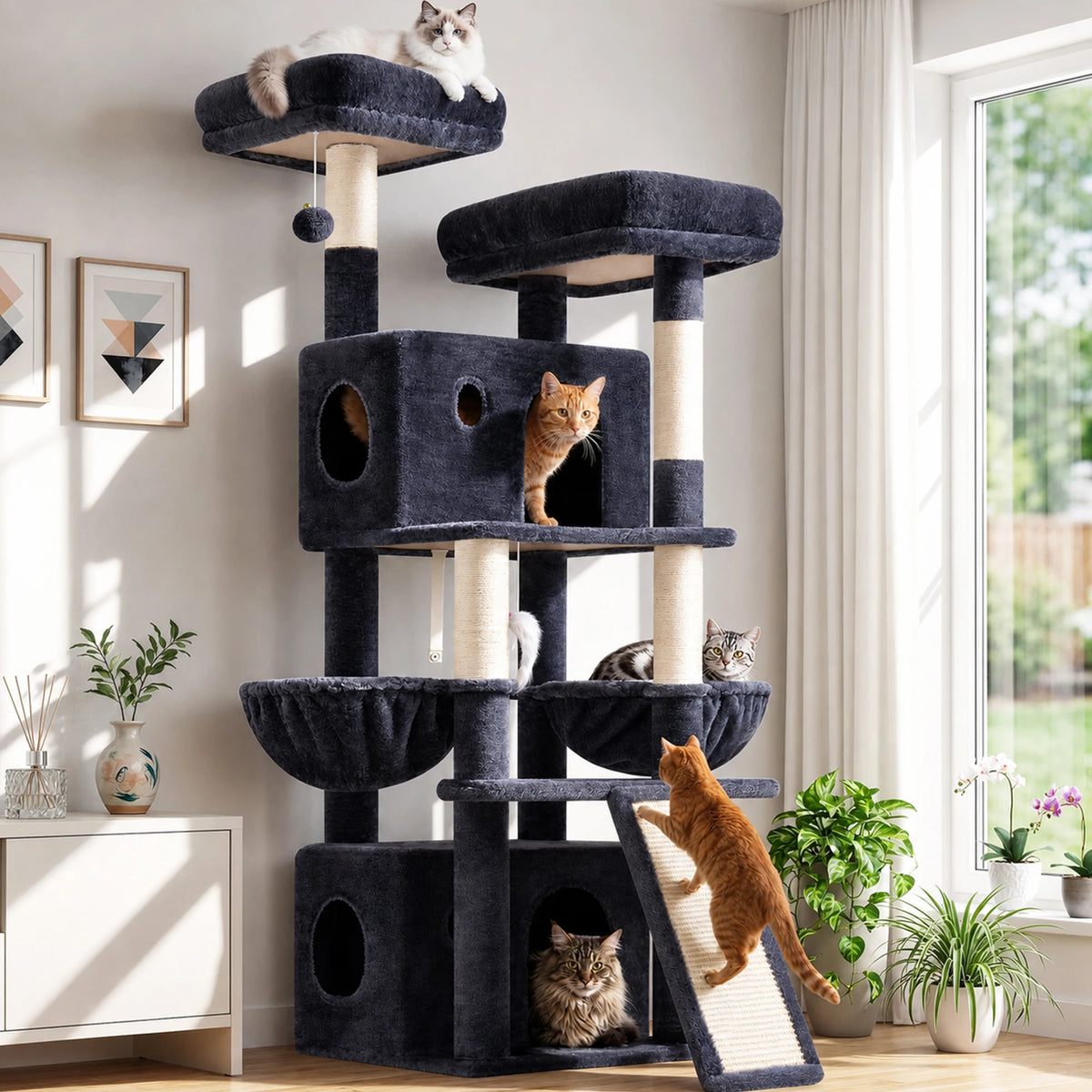 Globlazer Multi Level Cat Tree With Hammocks And Scratching Posts