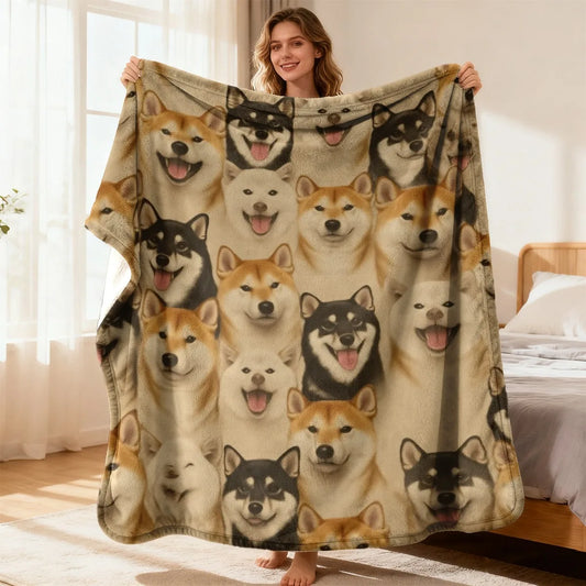 Cozy Shiba Inu Throw Blanket With Soft Flannel Dog Design