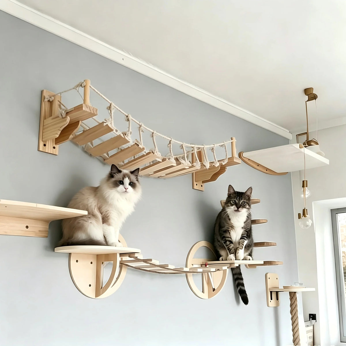 CWV Wall Mounted Cat Bridge With Sisal Climbing Steps