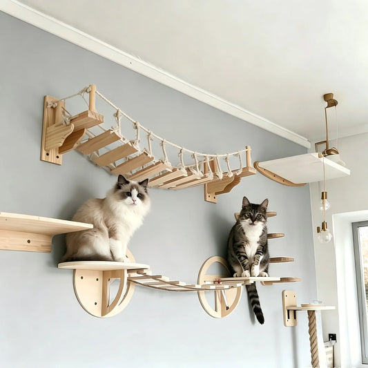 CWV Wall Mounted Cat Bridge With Sisal Climbing Steps