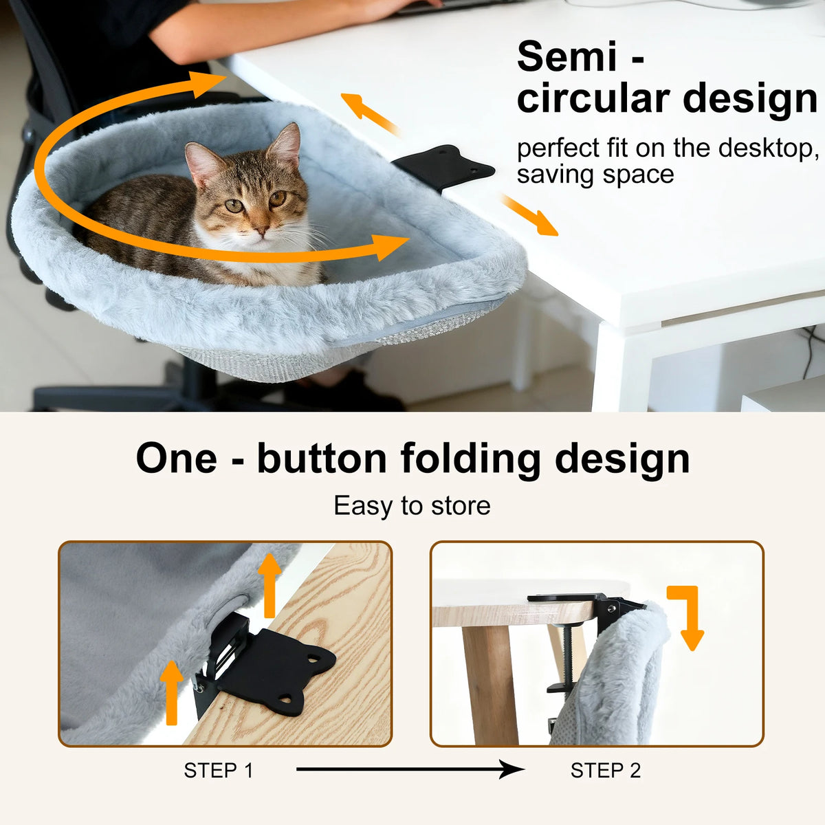CWV Foldable Cat Desk Bed Space Saving Hammock Perch