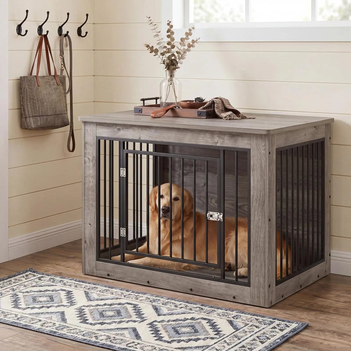 Dual Purpose Wooden Dog Crate And Stylish Side Table