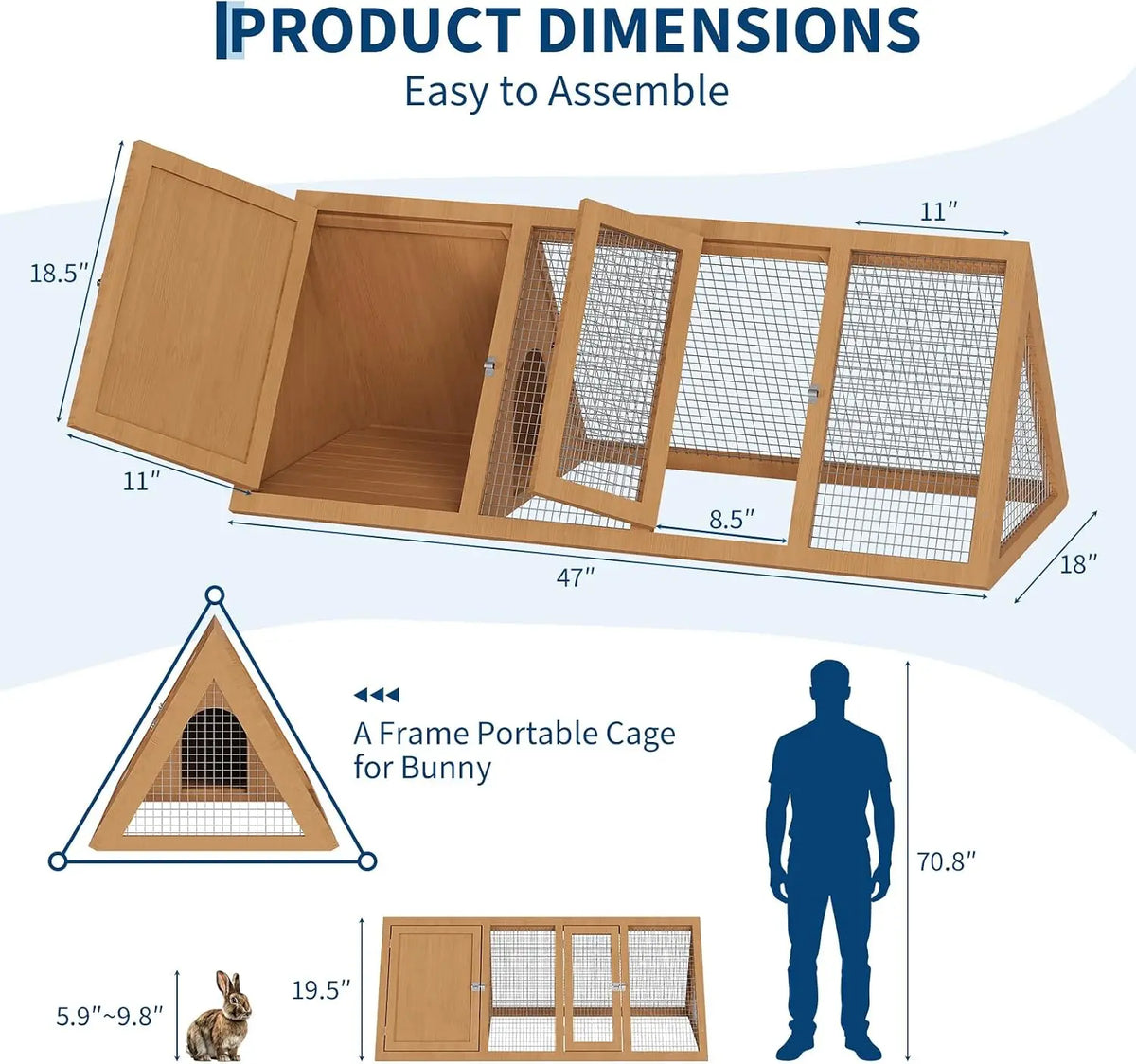A Frame Wooden Rabbit Hutch And Quail Coop With Ventilating Wire Small Chicken Coop Run With 2 Doors Triangle Quail Cage Outdoor For Small Animal Garden Backyard And Farms
