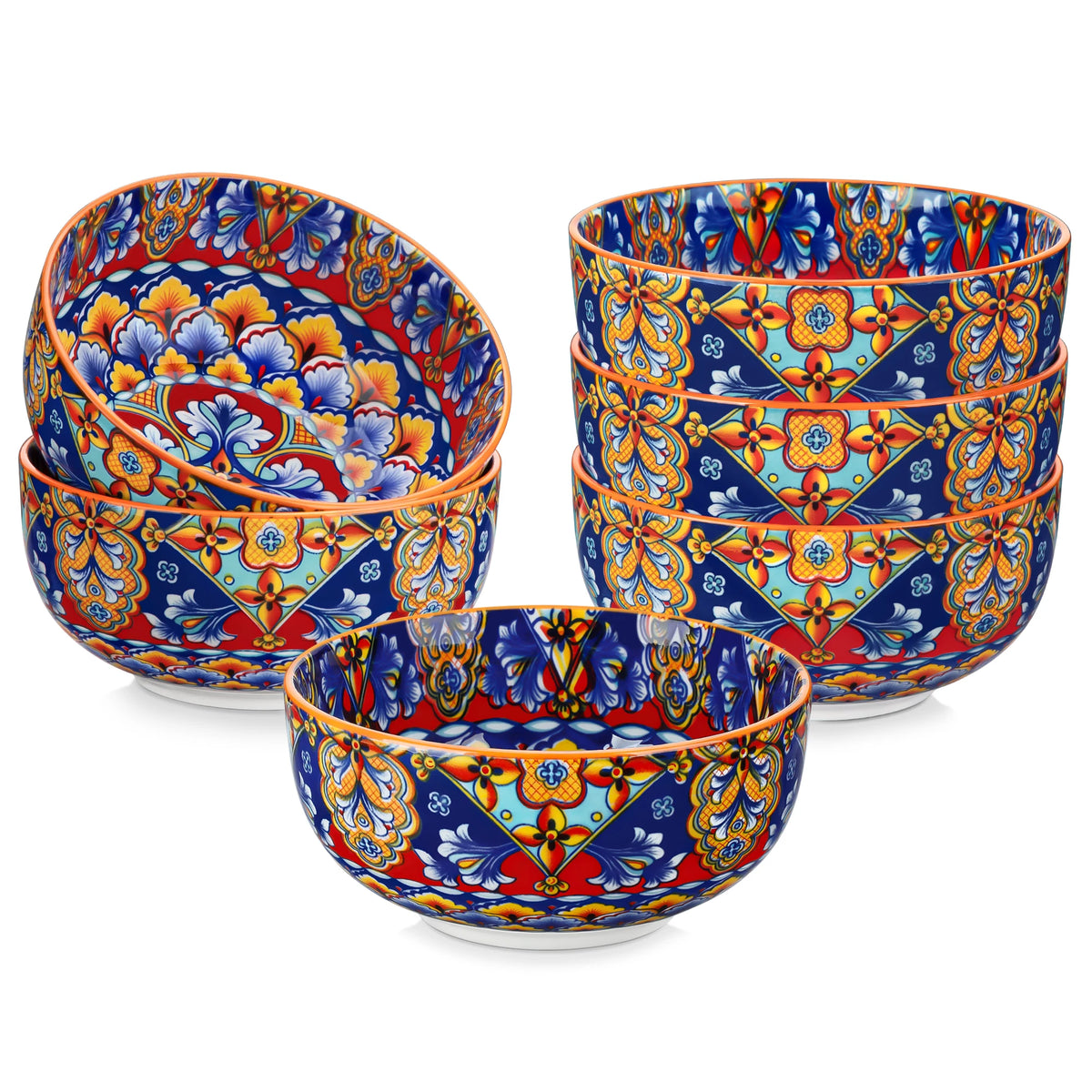 Malacasa 6 Piece Ceramic Bowl Set With Bohemian Floral Design