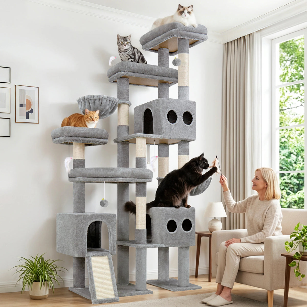 GLOBLAZER Heavy Duty Multi Level Cat Tree Condo For Cats