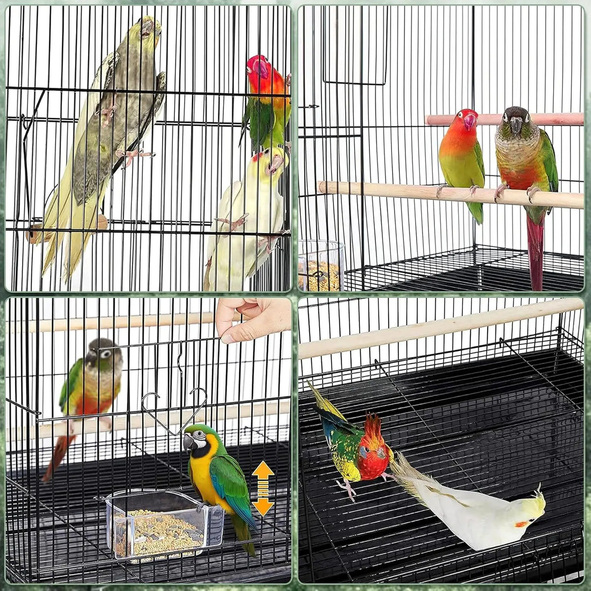 HiMiss Portable Bird Travel Cage With Perches And Feeders