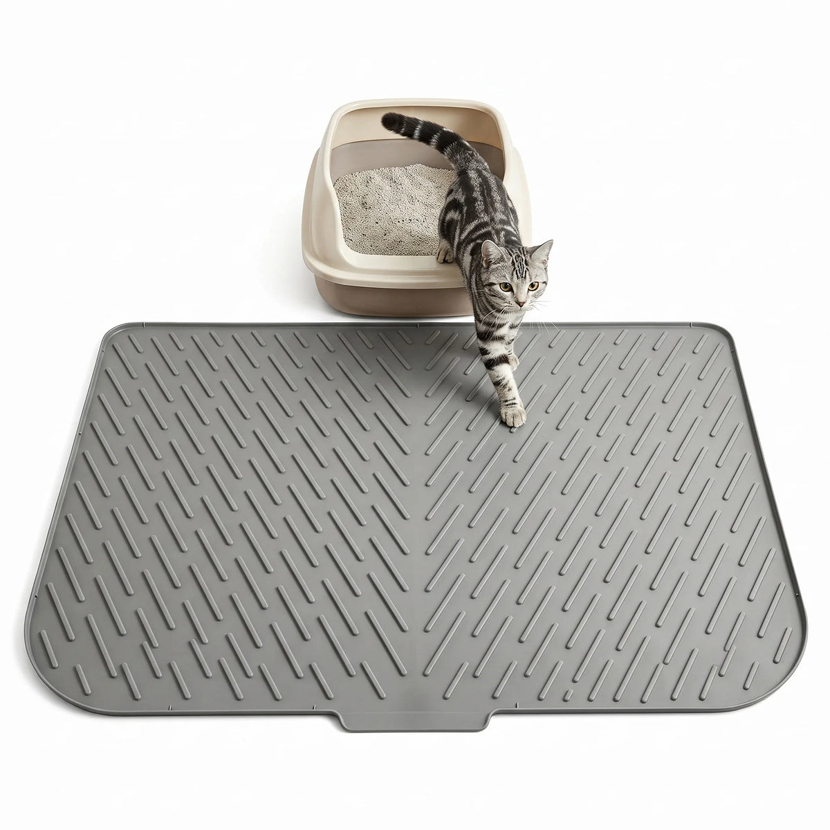 Large Cat Litter Mat Silicone Extra Large Multi-Cat Spill Proof Waterproof Non-Slip Durable Cat Litter Tray Mat for Multiple Cats