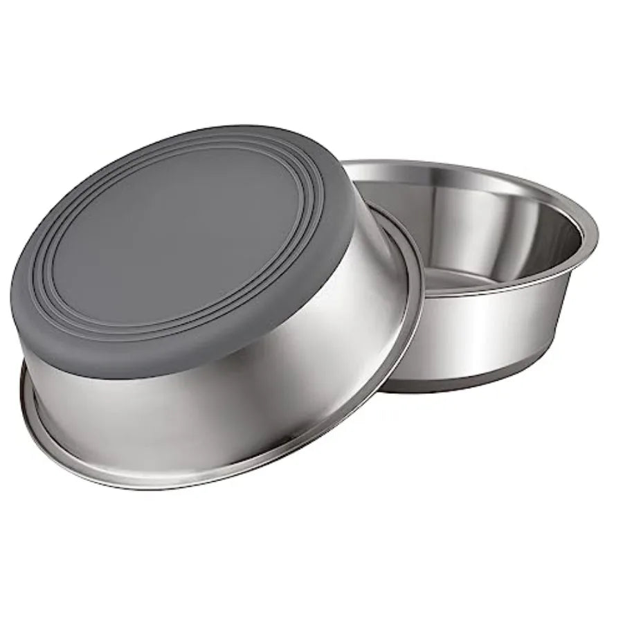 Nonslip Stainless Steel Dog Cat Bowls, US, 2 Count No slide silicone bottom, Dishwasher safe, Easy to clean, Stackable design