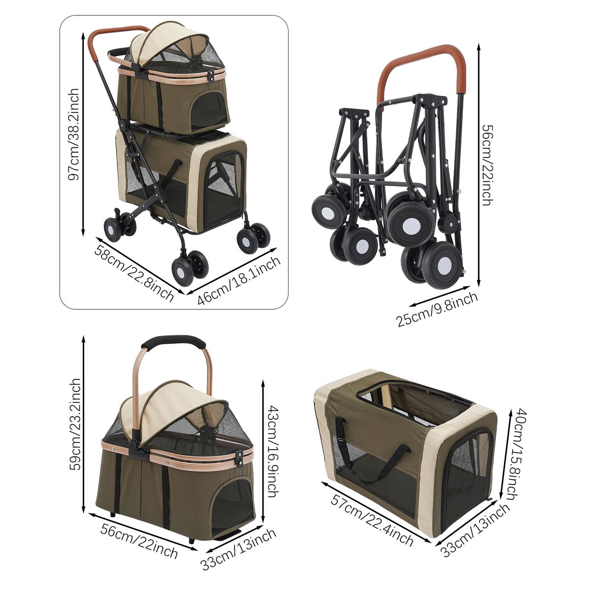 Bymaocar Foldable Pet Stroller With Safety Locks And Sunshade
