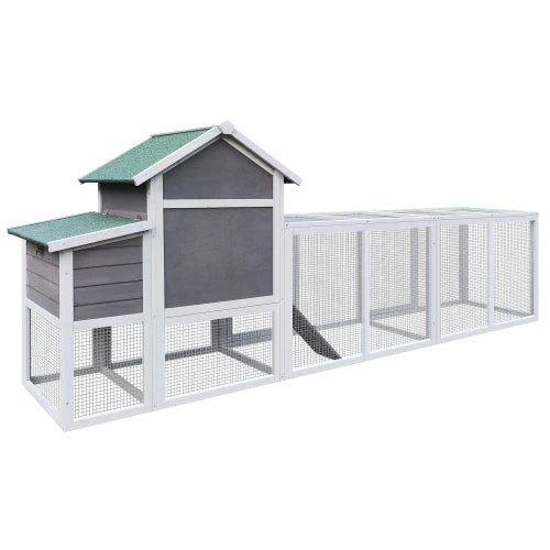 Gray Outdoor Chicken Coop - Waterproof Roof, Run, Nesting Box, Sliding Tray & Secure Poultry Locks