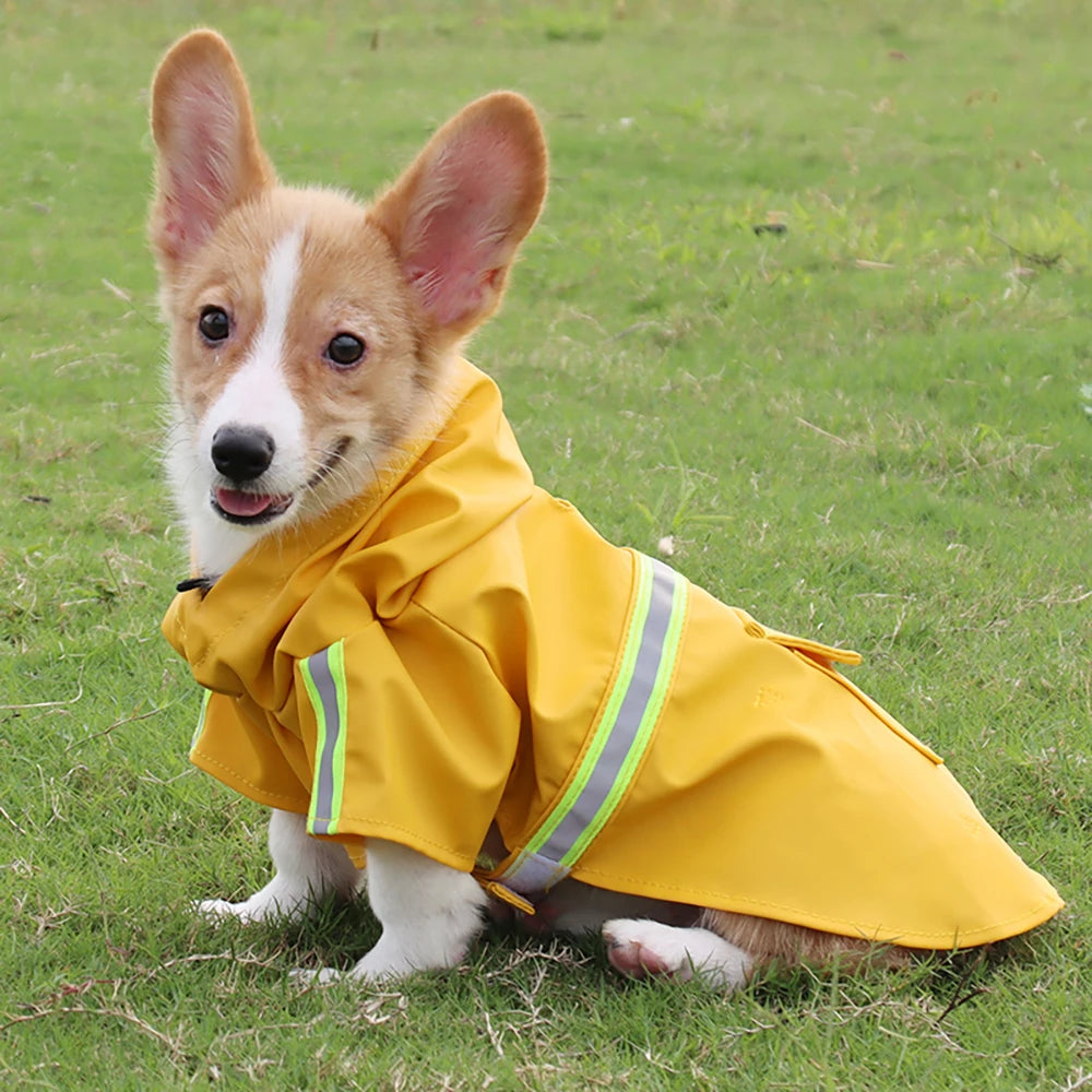 Waterproof Dog Raincoat Featuring Reflective Hood For Daily Walks
