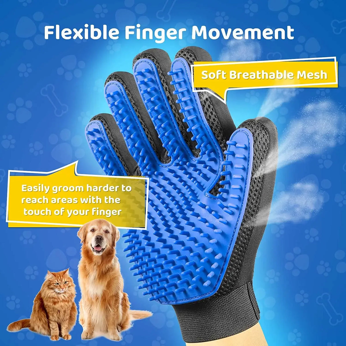 Gentle Pet Grooming Glove For Easy Hair Removal On Pets
