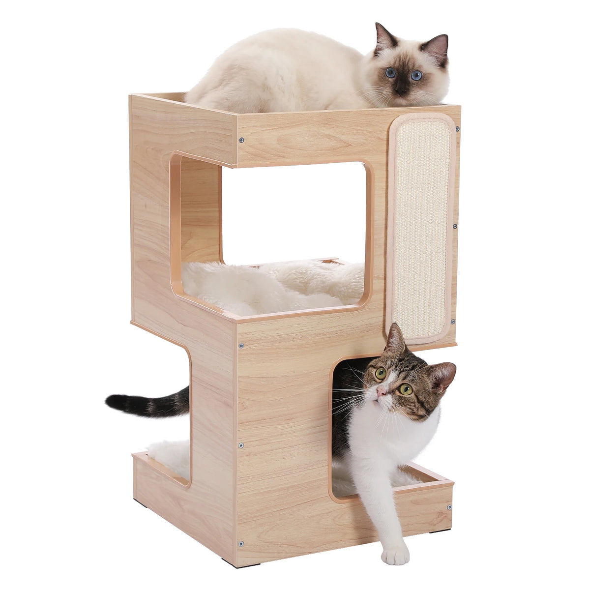 PAWZ Road Wood Cat Condo Tower With Removable Scratching Pad