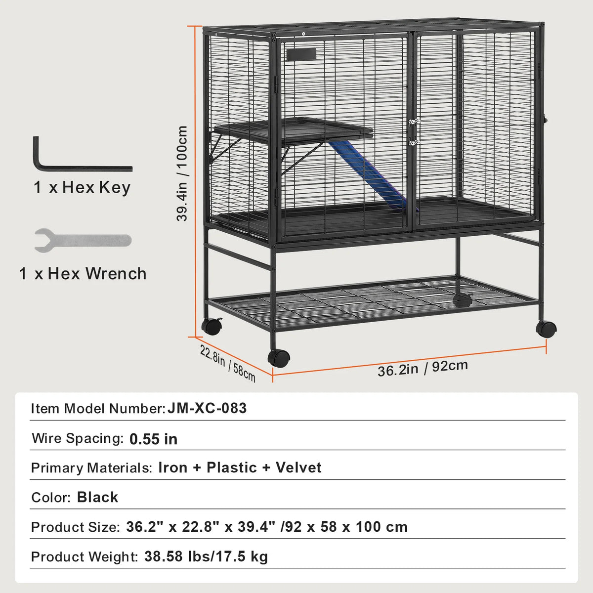 SucceBuy 4 Tier Rolling Metal Ferret Cage for Small Animals