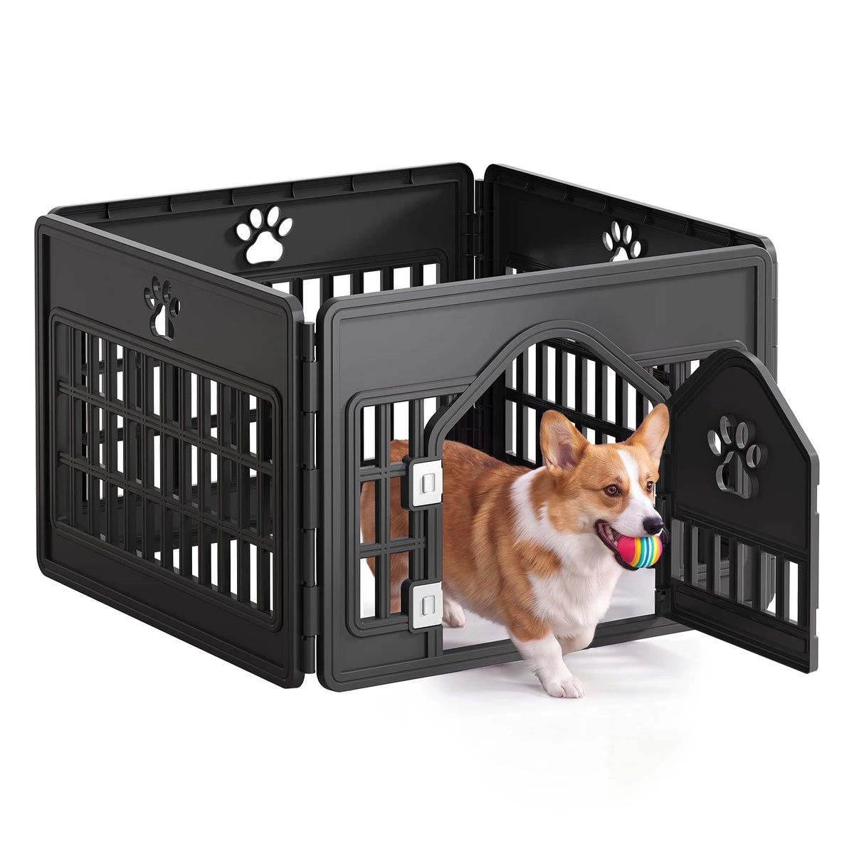 JHK Injection Molded Dog Playpen 4/6/8 Panel 24IN Expandable Durable Pet Fence for Medium Dogs Seamless Design Indoor Outdoor Folding Portable Puppy Playpen
