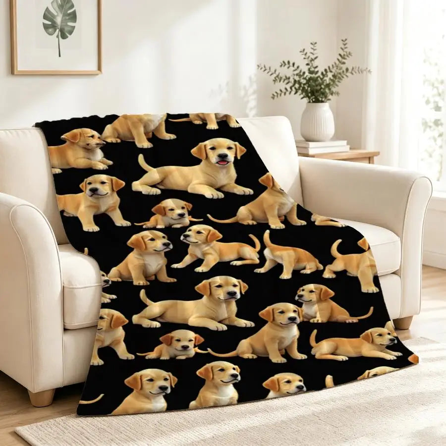 Golden Retriever Puppy Weighted Flannel Blanket For Cozy Comfort