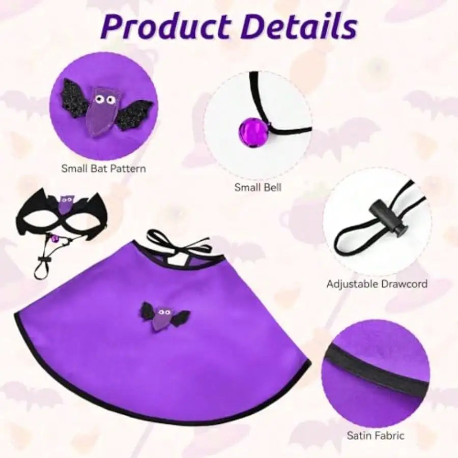 Halloween Vampire Cape and Bat Mask Costume for Pets