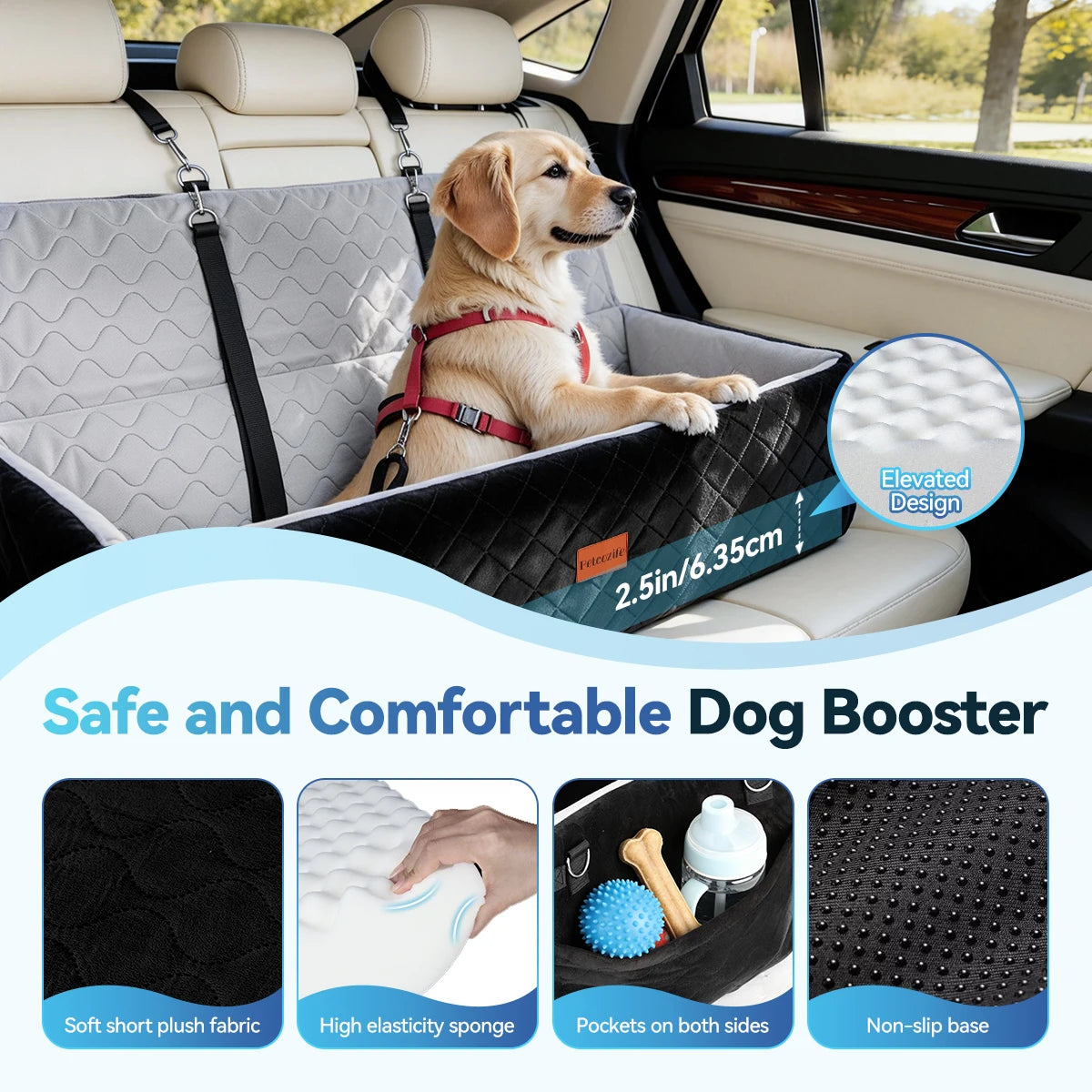 Domipet Comfortable Dog Car Seat With Integrated Safety Leashes