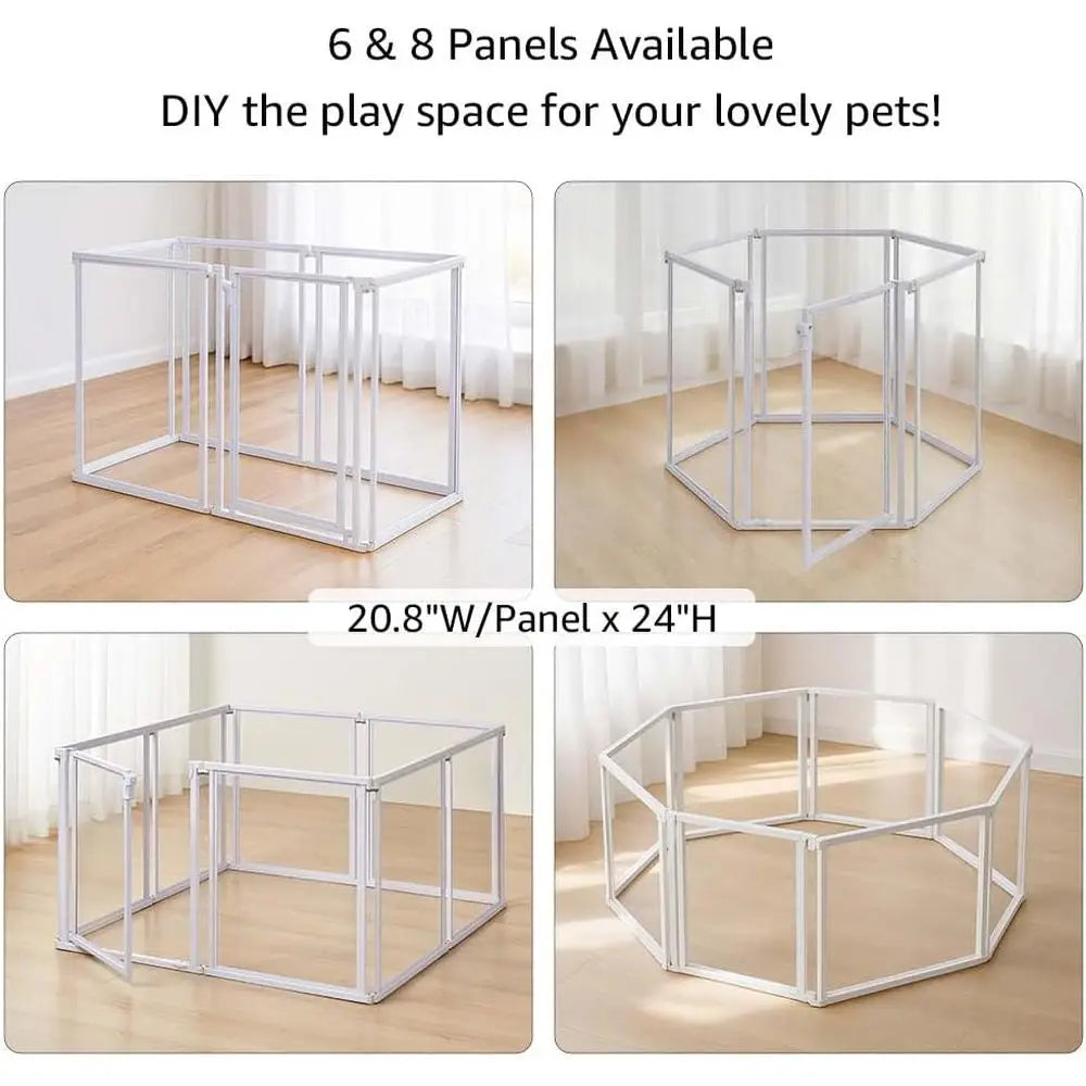 Clear Acrylic Dog Playpen With Walk Through Gate Panels