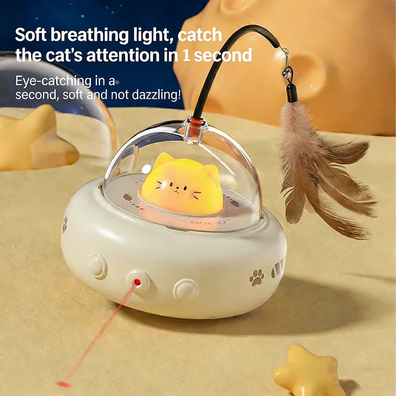 Automatic Interactive Cat Teaser Toy Self Playing Laser And Feather