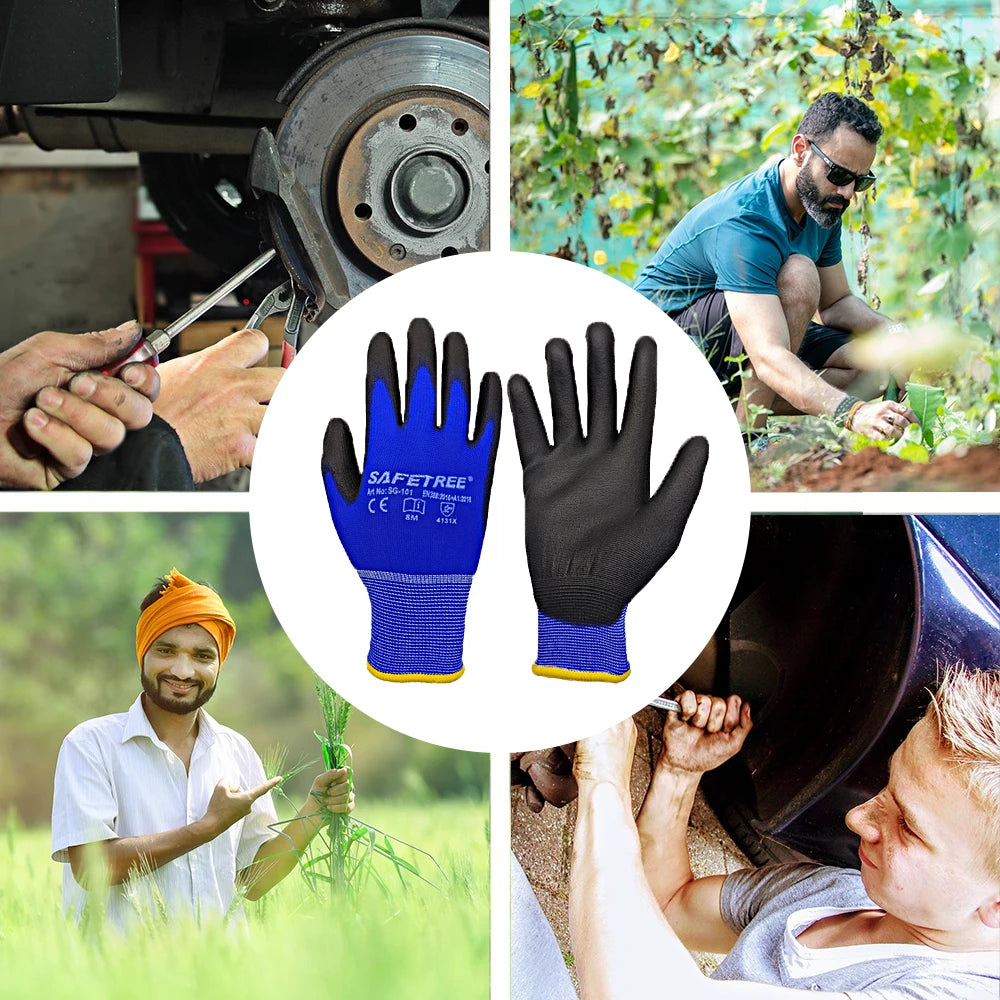Knit Nylon Liner PU Coated Work Gloves For Active Use