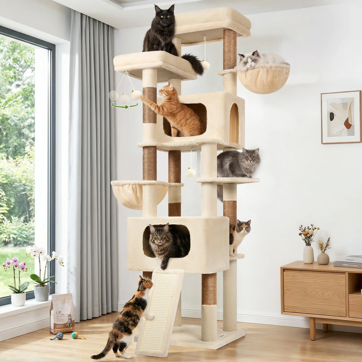 GLOBLAZER Multi Level Cat Tree With Scratching Posts And Hammocks
